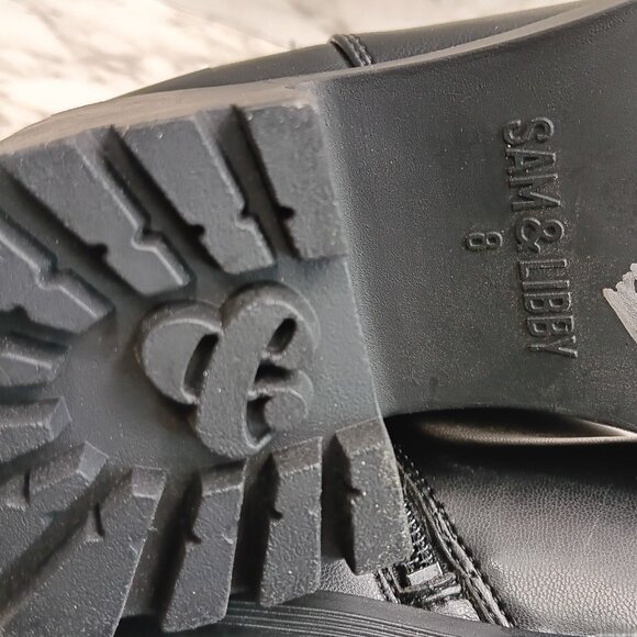 SAM&LIBBY Women's Camila Block Heel Chunky Chelsea Boot Black Size 8 Side zip - Picture 12 of 12